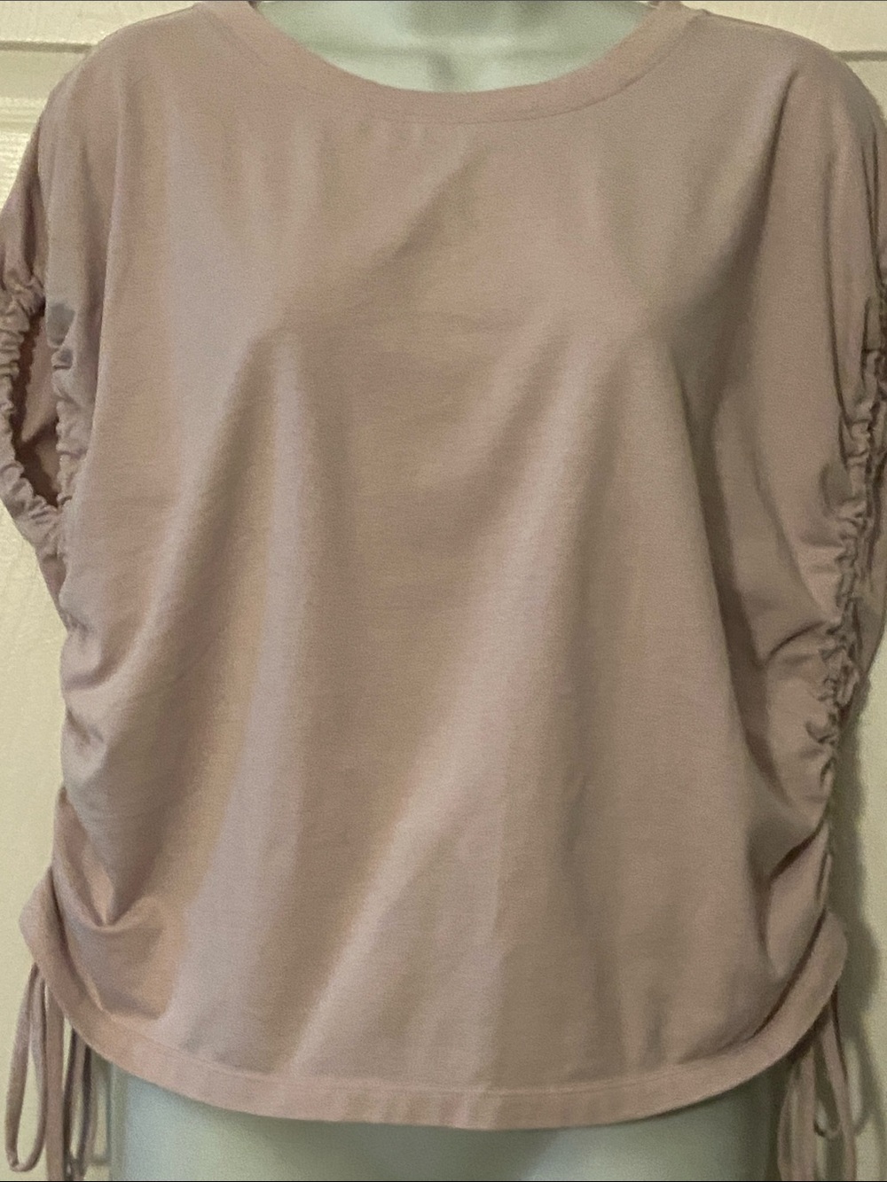 Zella Blush Pink Ruched Sides Cotton  Blend Tee Top sz S